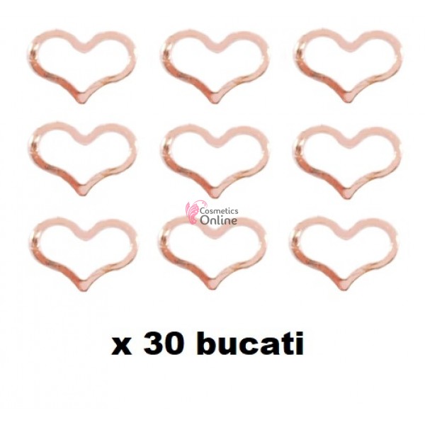 Decoratiuni 3D Metalice Rose-Gold pentru unghii Cod 3022 Inimioare